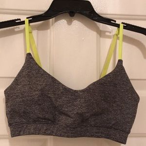 Grey/neon sports bra with strappy back